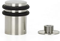 Vista 1 de EVI Tope de puerta pesado 1.2 x 2 pulgadas Reforzado Base roscada Caucho negro Acero inoxidable Incluye tornillo + anclaje metálico