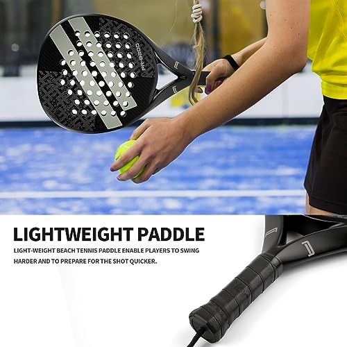 Padel Racket Carbon Fiber Surface with EVA Memory Flex Foam Core Padel Tennis Racquets Lightweight (8200-gray-2)