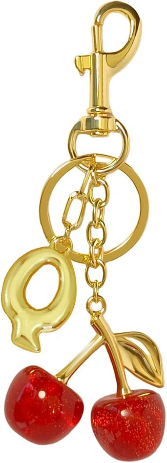 Flvkev Cherry Bag Charms Bubble Initial Purse Key Chains for Women Car Letter Handbag Backpack Keyrings