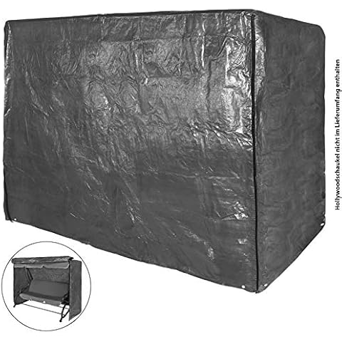 BB Sport Schutzhülle Abdeckhülle Abdeckplane für Hollywoodschaukel grau - mit 2 Reißverschlüssen und Befestigungskordel - 3 Sitzer 180 x 160 x 115 cm Cover