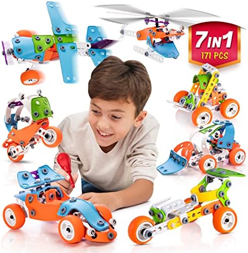 STEM Building Toys for 7-12 Years Old Boys Girls 7-in-1 Models Kids Love to Build and Play 171Pcs Construction Set with Engineering Activity Kit Educational Toys for 6 7 8 9 Fun Birthday Gift