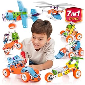 STEM Building Toy for 7-12 Years Old Boys 7-in-1 Models Kids Love to Build and Play 171Pcs Construction Set with Engineering Activity Kit Educational Toys for kids 5-7 Best Birhday Gift Toy for Kid