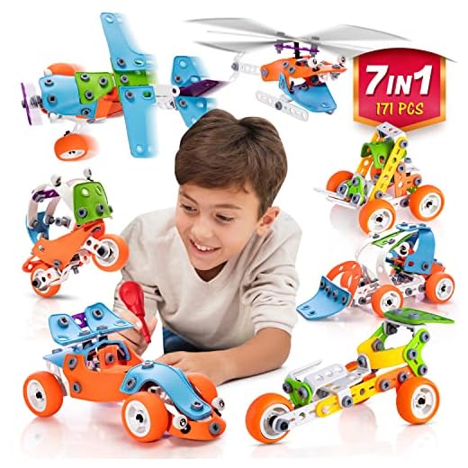 STEM Building Toys for 7-12 Years Old Boys Girls 7-in-1 Models Kids Love to Build and Play 171Pcs Construction Set with Engineering Activity Kit Educational Toys for 6 7 8 9 Fun Birthday Gift