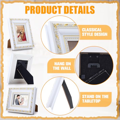 Image of 36 Pcs 2 x 3 Inch Small White Picture Frames Bulk Mini Vintage Antique Ornate Retro Baroque Photo Frames with Backboard for Wall Hanging Tabletop Home Decor Wedding Christmas Display