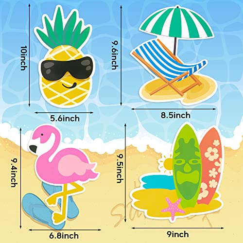Japbor 4Pcs Cruise Door Magnets Decorations Magnetic, Refrigerator Car Cabin Ship Magnet, Tropical Beach Summer Hawaii Decal, Flamingo Pineapple Surfboard Fridge Sticker For Home Kitchen Cabinet Decor #TOP1