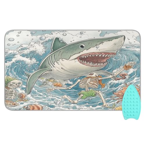 pnyoin Portable Ironing Mat Big Shark Mouth Open Travel Ironing Pad with Silicone Iron Rest for Steam Pressing on Tabletop or Bed Heat Resistant Portable Quilting & Travel Blanket