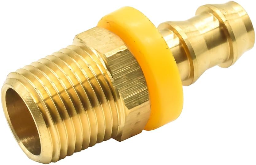 Interstate Pneumatics FL166 Easy Lock Brass Hose Fittings, Connectors, 3/8 Inch Push-Lock Barb x 3/8 Inch Male NPT End