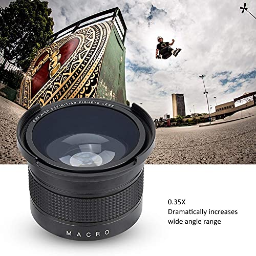 Obiettivo fisheye grandangolare universale da 52 mm 0,35X, con custodia per obiettivo, custodia reflex digitale, fotocamera reflex digitale Fisheye Len, per per/per/per