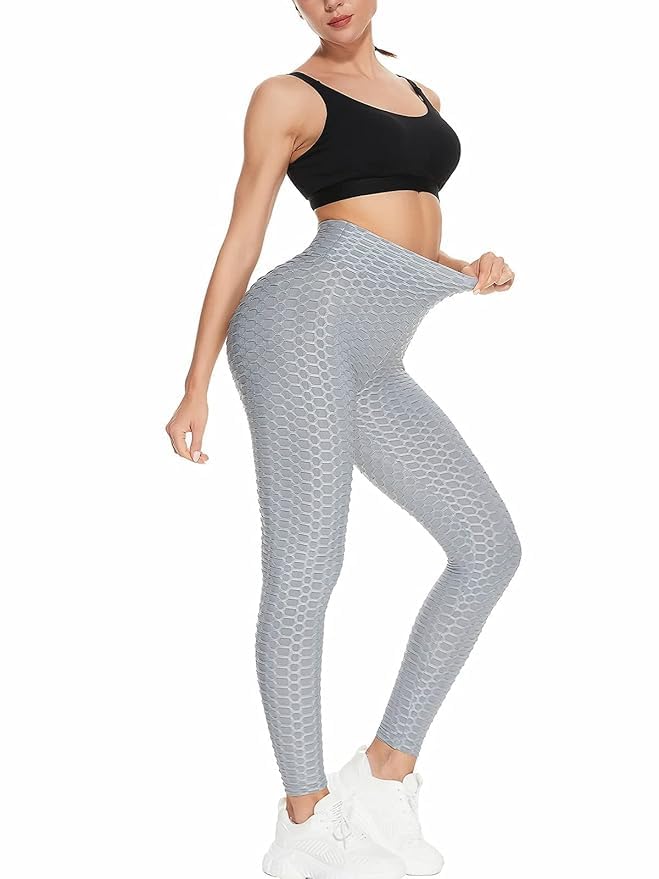 Image of Women Scrunch Booty Leggings High Waist Butt Lift Yogapants TIK Tok TightsBubble TexturedTummy Control High Waist Yoga Leggings Gym Wear for with Pocket