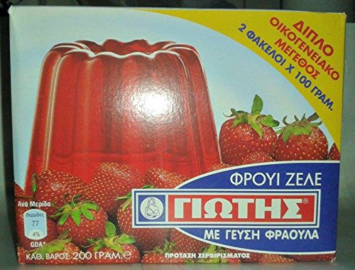 Jotis Greek Jelly Crystals Strawberry, 2 Envelopes X 100g 2 X 3.52 Oz