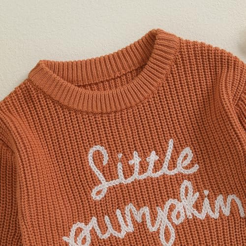 KOSUSANILL Newborn Baby Girl Boy Halloween Sweatshirt Romper Little Pumpkin Knit Sweater Fall Winter Clothes Halloween Outfit (Orange A, 0-3 Months)3