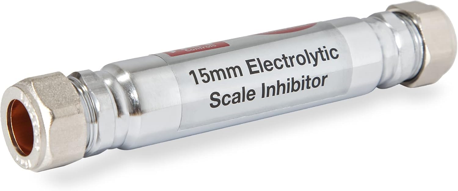 15mm Scale Inhibitor for Central Heating Boiler or Whole Home Inline Electrolytic Limescale Reducer 10 Year Guarentee 15mm Compression Fitting WRAS Approved - Made by Calmag