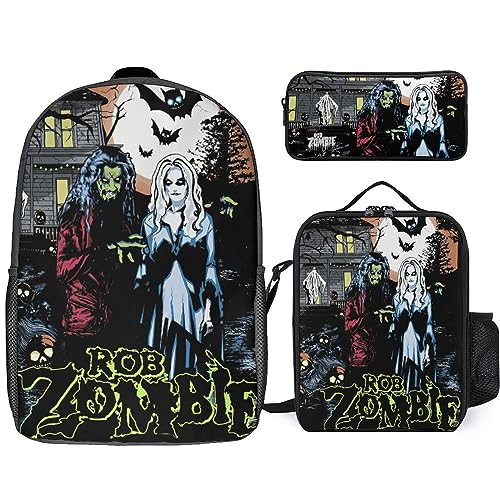 Rob Style Singer Zombie 3Pcs Backpack Set Multifunctional Unisex Bookbags for Men Casual Basic Daypacks-Climbing Camping Backpacks Suitable for Laptop Office