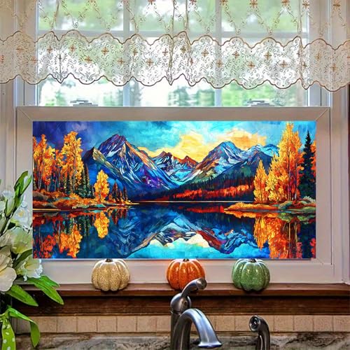Vinilo decorativo para ventana patrón lago montañoso 39.3x17.7 pulg miniatura 6