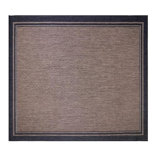 Gertmenian Indoor Outdoor Classic Flatweave Area Rug, Stain & UV Resistant Carpet, Deck, Patio, Poolside & Mudroom, 8x10 Ft Large, Simple Border, Black, 21359
