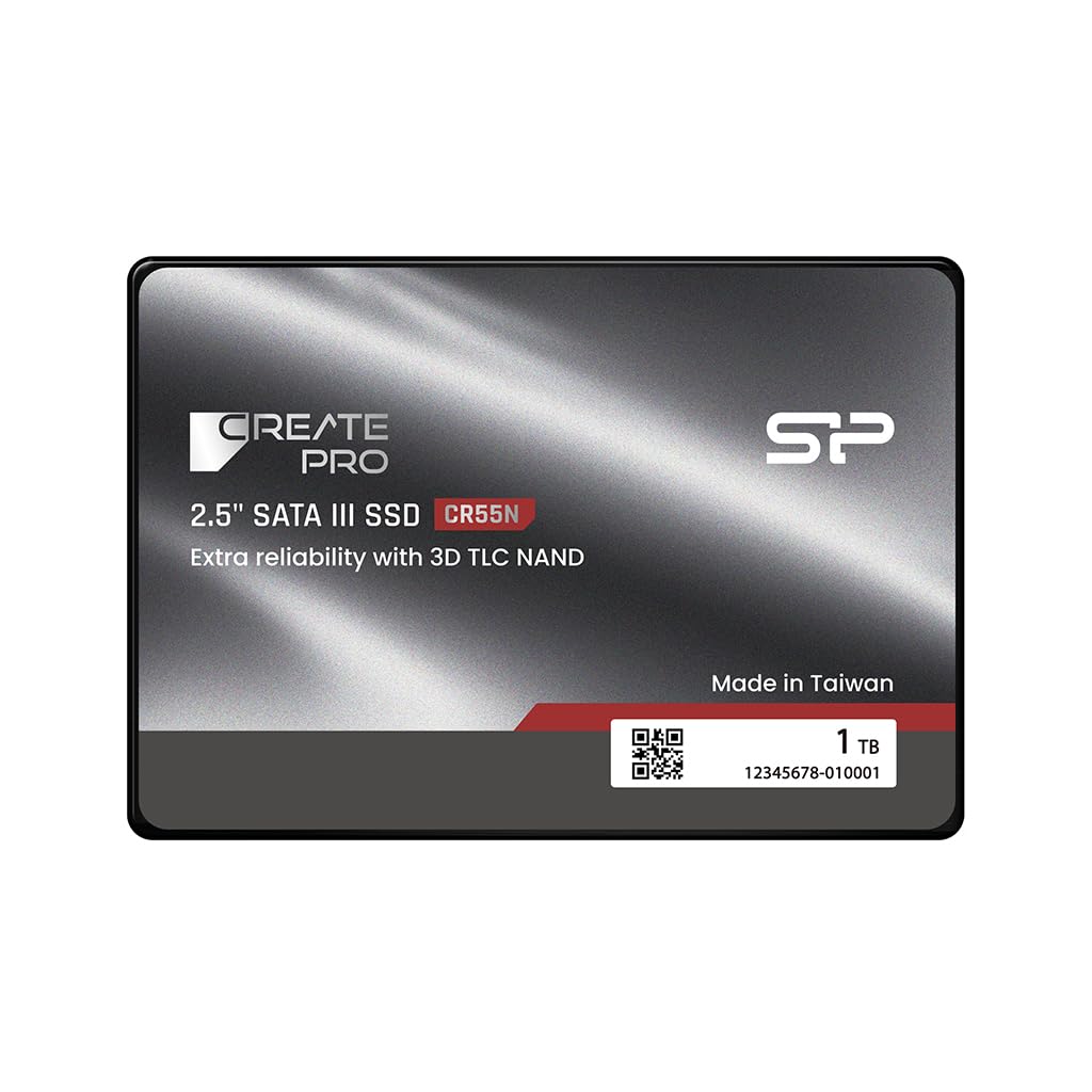 Silicon Power 1TB CreatePro NAS CR55N 2,5" SSD interno SATA III 6Gb/s costruito per archiviazione collegata alla rete 24/7, unità a stato solido ad alta resistenza (SP001TBSS3CR5502)