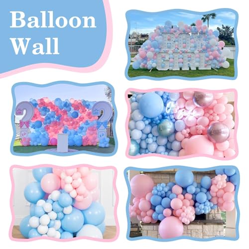 Image of Pink Blue Link Balloons,60Pcs 6Inch Baby Blue and Pink Latex Linking Balloons for Birthday Baby Shower Wedding Anniversary Party Decorations