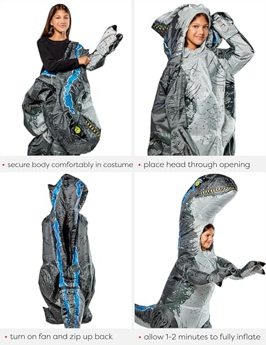 Disfraz inflable de Velociraptor azul para niños miniatura 5