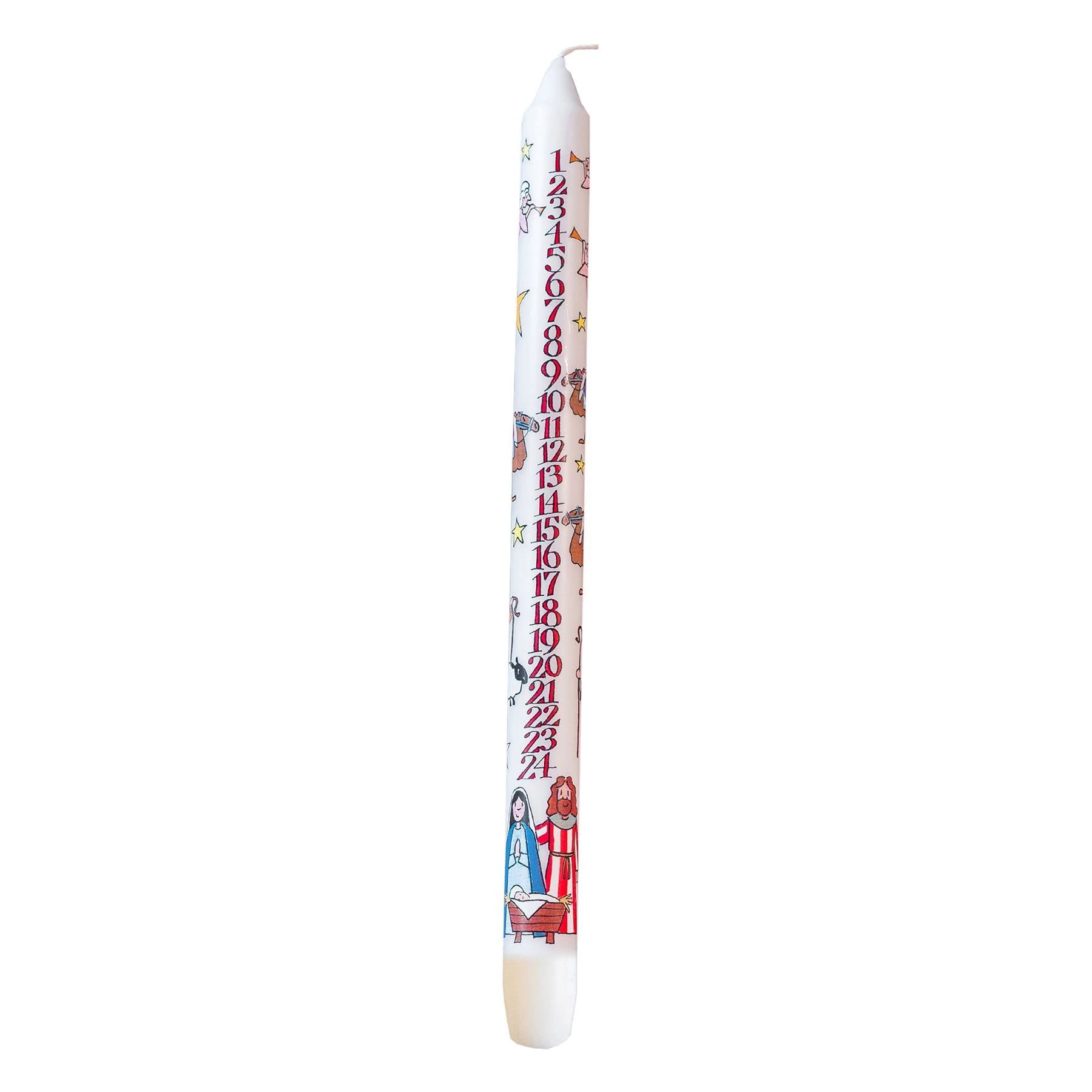 Carousel Home Multicoloured Traditional Countdown To Christmas Advent Candle | Christmas Nativity Design Advent Candle With Numbers | Advent Christmas Candle Festive Dinner Taper Candle