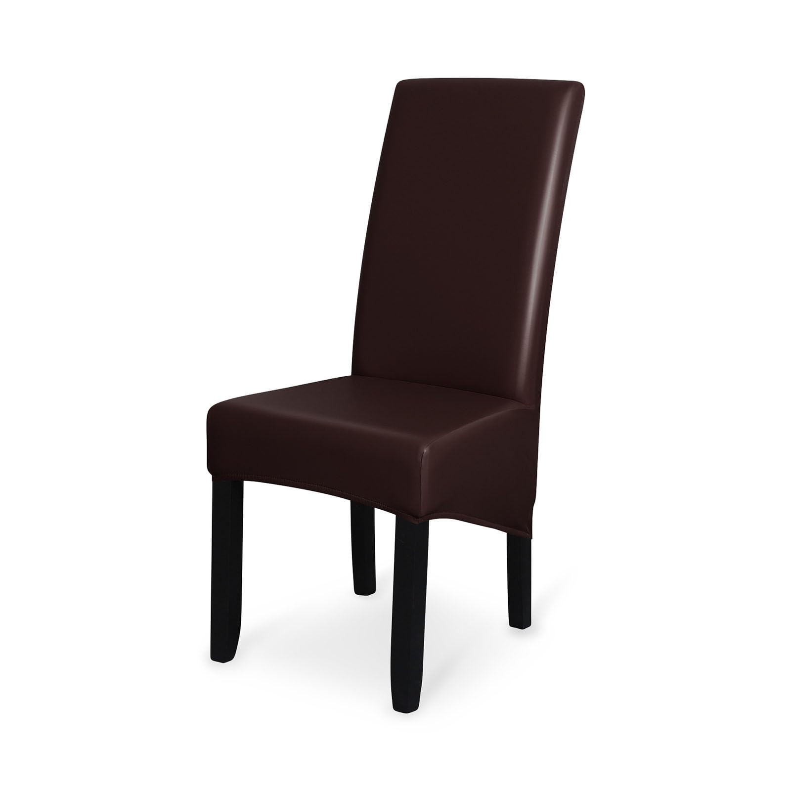 Leomix Solid PU Stretch High Back Chair Cover, Set of 1/2/4 Water Resistant Oil Proof Chair Slipcover Seat Cover, for Party Chair, Wedding Chair, Dining Room Chair,F,4pack