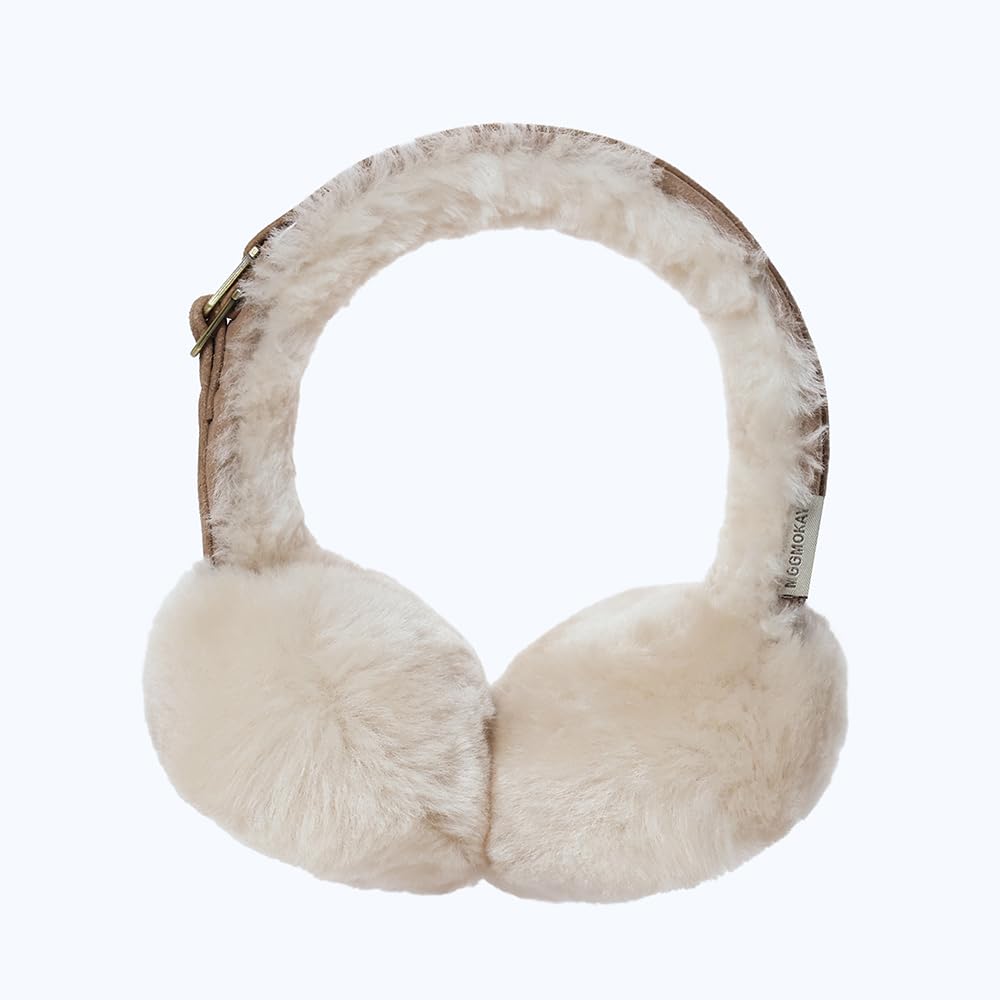MGGMOKAY Orejeras de invierno para hombres y mujeres orejera de piel oveja Calentadores Oído al Aire Libre Covers plegables