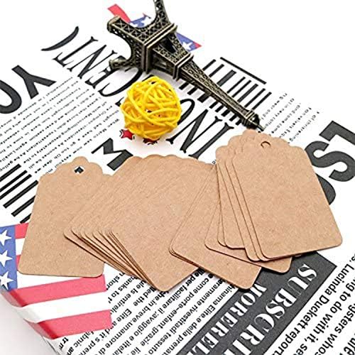 Kraft Paper Tags,100Pcs Brown Tags for Crafts,4X2 cm Gift Tags Hang Tags with 8M Jute Twine for Arts and Crafts, Wedding Christmas Thanksgiving and Holiday for Crafts & Price Tags Labels