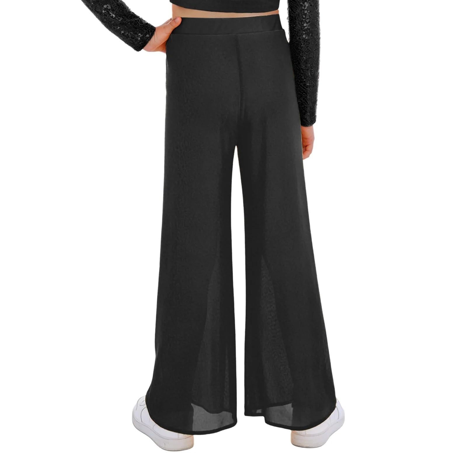 Klassische Tanz-Tüllhose mit weitem Bein Lyrical-Tanzhose mit weitem Bein und elastischem Bund aus Netzstoff integriertem Slip for Performance-Wettbewerbe for Kinder Mädchen