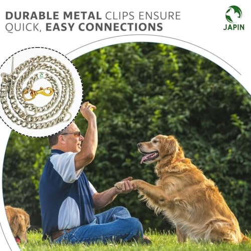 Image of JAPINHeavy Weight Dog Leash Diamond Cut Heavy Duty Dog Chain with Brass Hook for Large Dogs (XXX Large-Size) (L: 63 Inches Thickness: 3 Cm) 4 No.