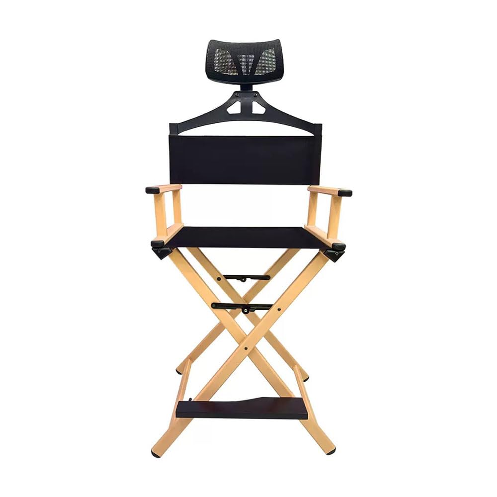 Sedia pieghevole da trucco con poggiatesta, sgabello professionale in alluminio, capacità 150 kg, perfetta per studi, set cinematografici, giardini e campeggio.