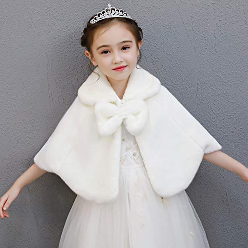 Girl's Luxury Faux fur Capelet Wedding Shawl Bolero Cape Shrug Wraps3