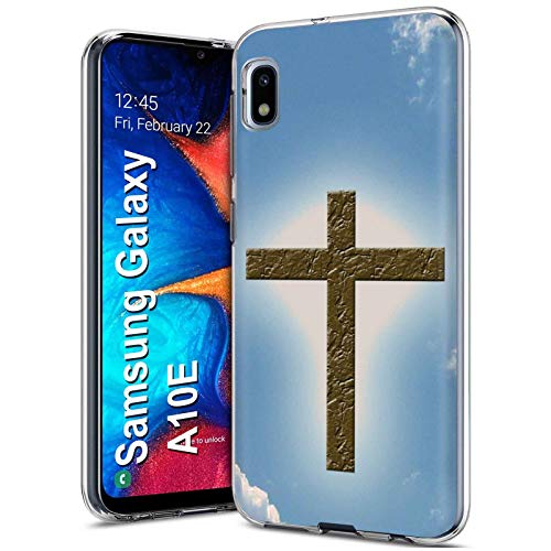 NakedShield Clear Flex Gel Phone Case Compatible for Samsung Galaxy A10E,SM-A102U,Sky Cross Print,Light Weight, Unbreakable, Flexible, Surround Edge Protection,Designed in USA