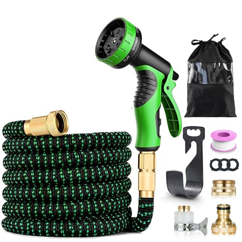 Rantizon Manguera Extensible 15M con Boquilla en 10 Modos, Manguera Jardin Extensible con 3/4 "- 1/2" Conector de Latón, 4 Capas de Látex a Prueba de Fugas, Mangueras Extensibles Jardin 15 Metros