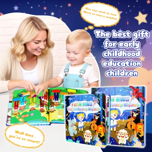 Image of PATPAT 30 Pages Intelligent Book for Kids, Learn and Play Sound Book for Kids with 15 Songs and Lyrics, Educational Sound Books for Toddlers and Kid Toys for 2-5 Years Boy (Battery Not Included)