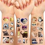 75 PCS Cat Tattoos for Kids,Cute Funny Cat Meme Temporary Tattoo,Waterproof Animal Fake Tattoo Stickers,Kitty Birthday Decorations Party Supplies Favors Gifts for Children Girls Boys Q734
