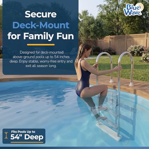 Image of Blue Wave Premium Stainless Steel in-Pool Ladder for Above Ground Pools