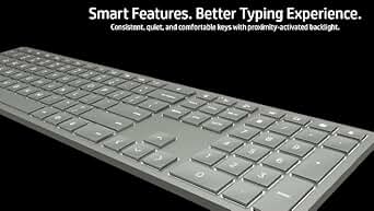 hp - HP 970 プログラマブルワイヤレスキーボード HP 970 Programmable Wireless Keyboard (Silver) - Micro Center