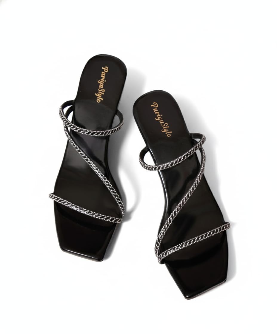 Women's Lavender Block Heel Sandals with Rose Gold Glitter Straps, Ankle Strap Style, 2.5 Inch Heel, UK Size 3-8-image-16
