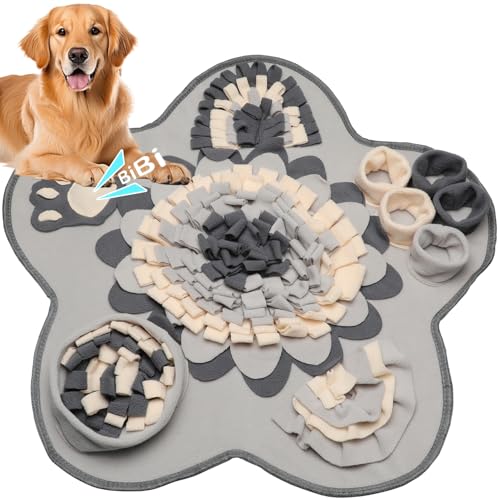 Befurglor Snuffle Mat for Dogs 60x60CM Interactive Feeding Game Pet Slow Feeding Mat Encourages Smell Training Stress Relief Puzzle Training Toy for Large Medium Puppies(Grey)