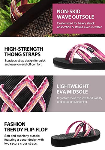 Atika Women's Sandals, Summer Water Beach Flip Flops, Comfortable Arch Support Platform Sandals, Casual Thong Slippers, Wikiwiki Pink Travel, 6 #TOP2