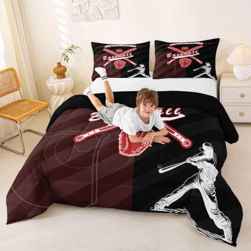 Image of Feelyou Baseball Theme Comforter Set Bedding Full Size for Kids