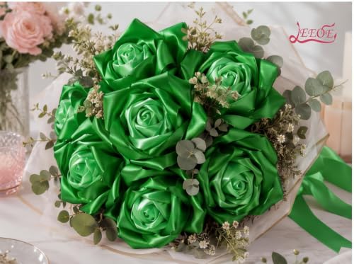Image of Double Face Emerald Green Satin Ribbon 1-1 /2 inch X 25 Yards Polyester Emerald Green Ribbon for Gift Wrapping Very Suitable for Weddings Party Hair Bow Invitation Decorations and More