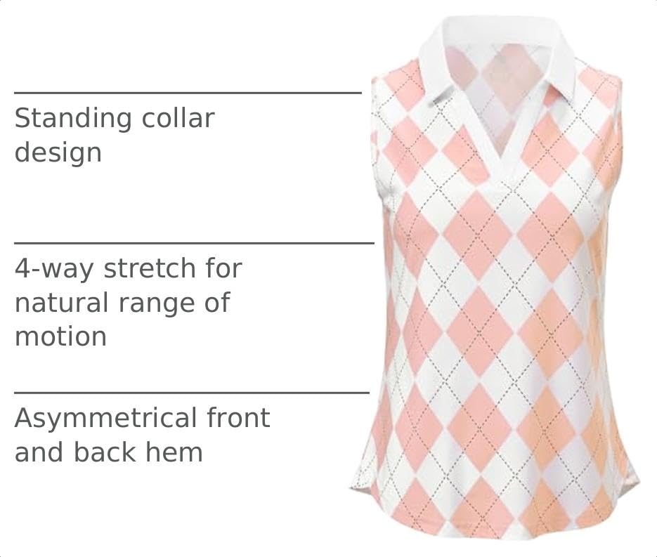 Image of BGOWATU Women's Sleeveless Golf Polo Shirts Collared V Neck Tennis Tank Tops UPF 50+ Quick Dry Lightweight