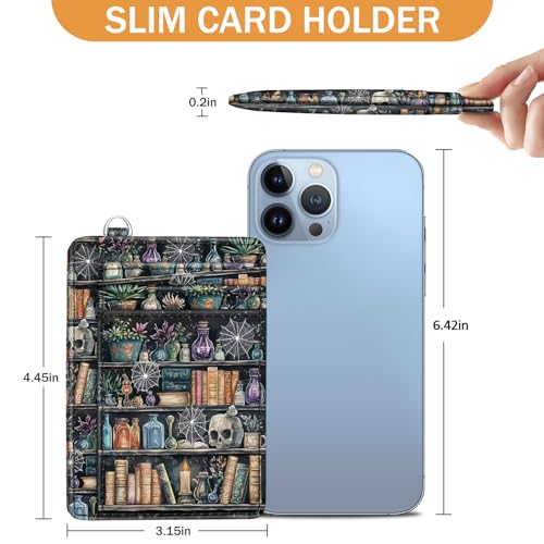Image of Yonlevres Goth Book Credit Card Holder RFID Wallet Women Slim Small Travel | Front Pocket, Handy, RFID Blocking, Woman Girls Ladies Gifts, D-ring for Keychain,Thin Mini Card Case, ID Window, PU Leather
