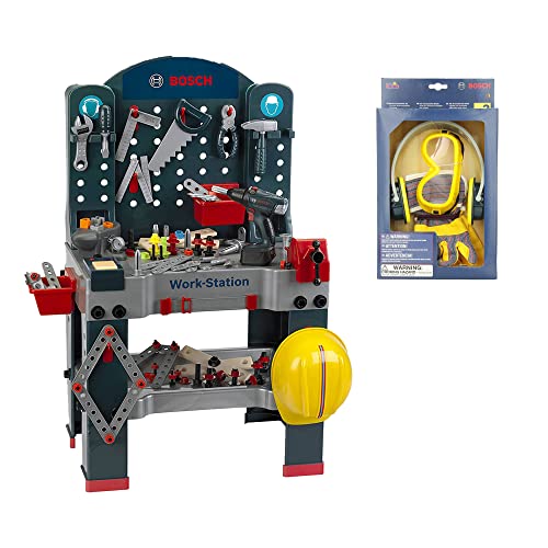Theo Klein Bosch Jumbo Workbench Workstation Premium Children's Toy Toolset with Safety Accessory Set for Ages 3 Years and Up