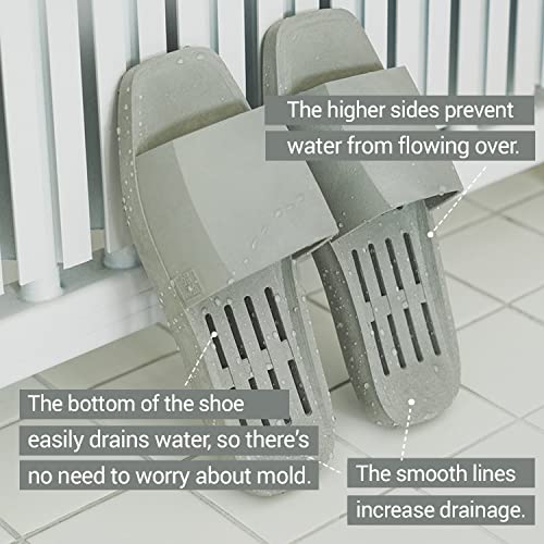 DEARCUS Shower Slippers with Comfortable Anti Slip Pad - Quick Drying Slippers with Drainage Holes – Non Slip Thick Sole Sandals – Open Toe Home Slippers – Piu Meno, Deep Grey3