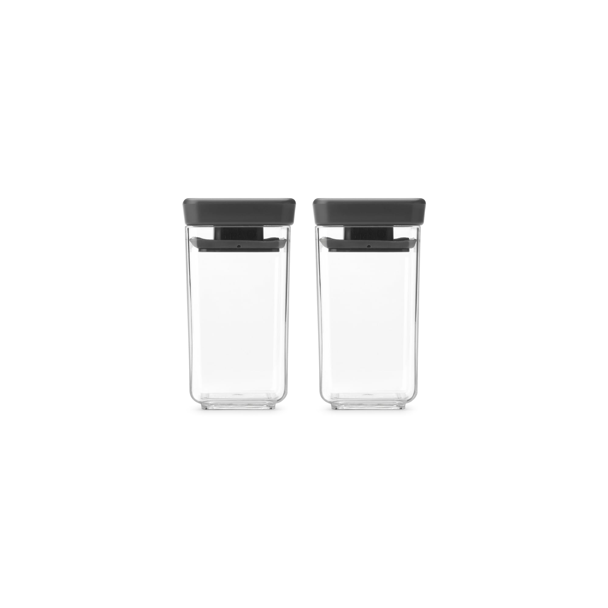 Brabantia Stackable Canister, Set of 2, 2x0,15 Litre, Tasty+, Dark Grey