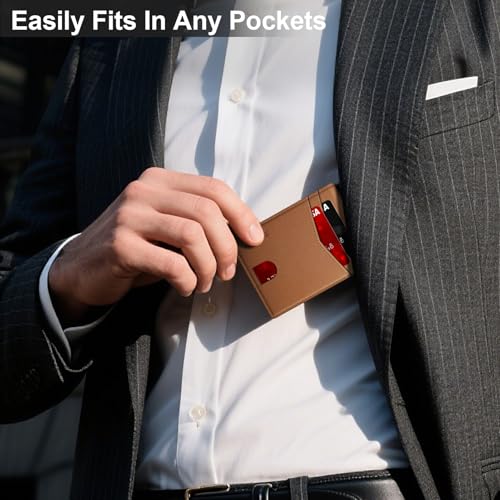 Image of Wallet for Men Slim RFID Blocking Leather Credit Card Holder Wallet for 14 Cards, Bifold Minimalist Thin Wallet with 2 ID Windows & Cash Slot, Front Pockt Carteras Para Hombres, Birthday Gifts for Men