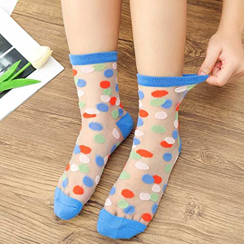 Image of Campsis Sheer Socks for Women Elastic Vintage Flower Ankle High Socks Thin Glass Silk Socks Summer for Women and Girl