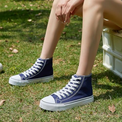 Image of ZGR Womens High Top Canvas Sneakers,Lace-up Canvas Shoes,Casual Tennis Walking Shoes