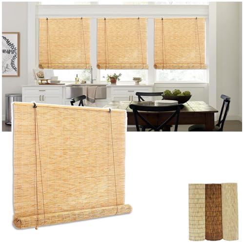 Persianas Enrollables Exterior Cortina De Bambú Natural Persianas de Caña Exterior 45 60 80 100 120 150 180cm Persiana Cortinas Opacas Estores De Bambú Cortinas De Cana Bambu para Terraza Jardín